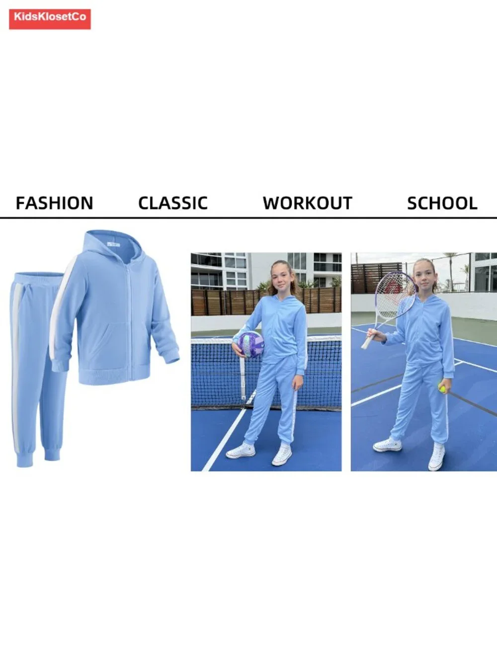 Girls Zip Up Hoodie and Jogger 2 Piece Tracksuit Sweatsuit Set